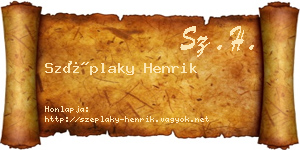 Széplaky Henrik névjegykártya